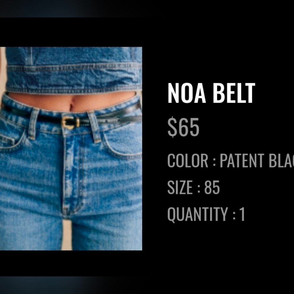 Sezane Noa Belt Black Varnish - Size 85